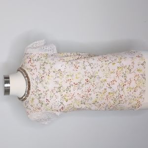 Merona Blouse light Pink with lace Sleeves and flowers Size M